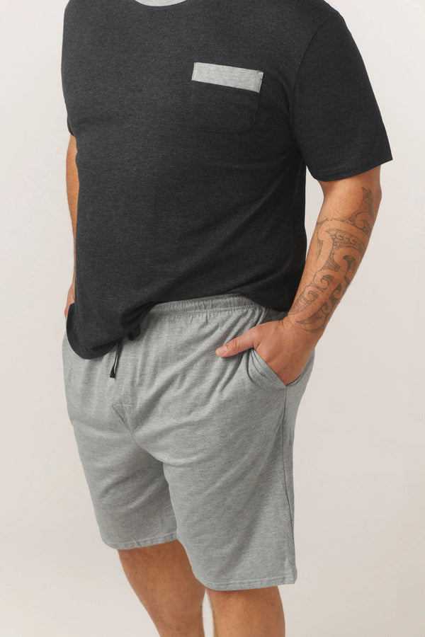 Bamboo Cotton Short Sleeve Set - Charcoal/Grey Pyjama Sets - Contare