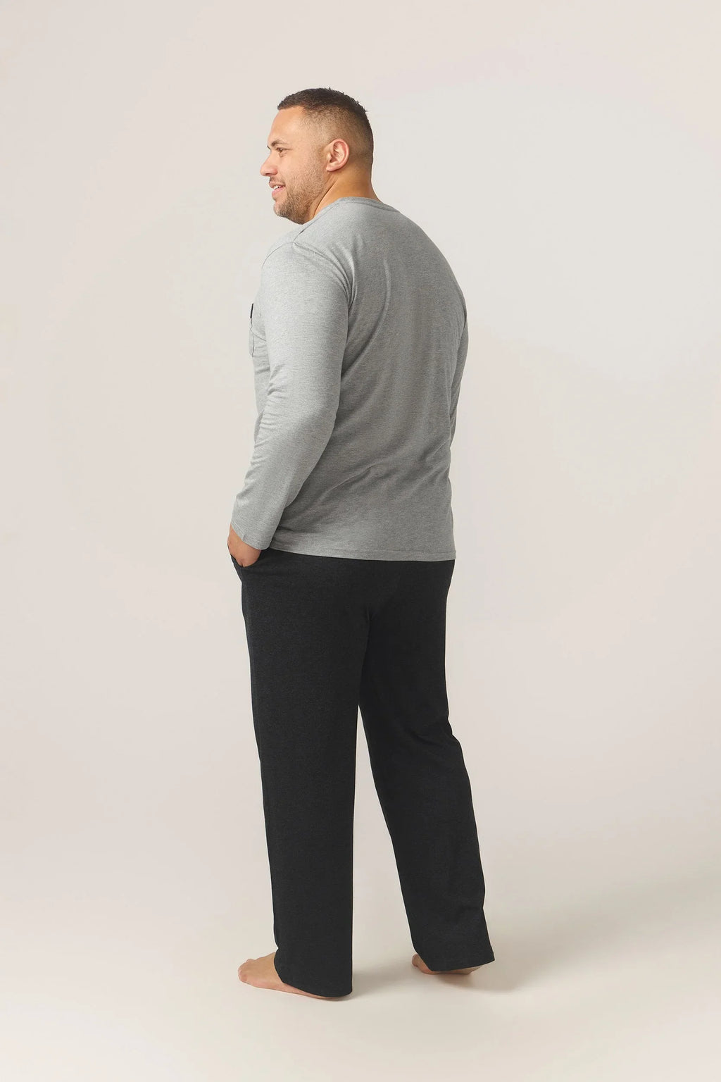 Bamboo Cotton Long Sleeve Set - Grey/Charcoal Pyjamas Set - Contare