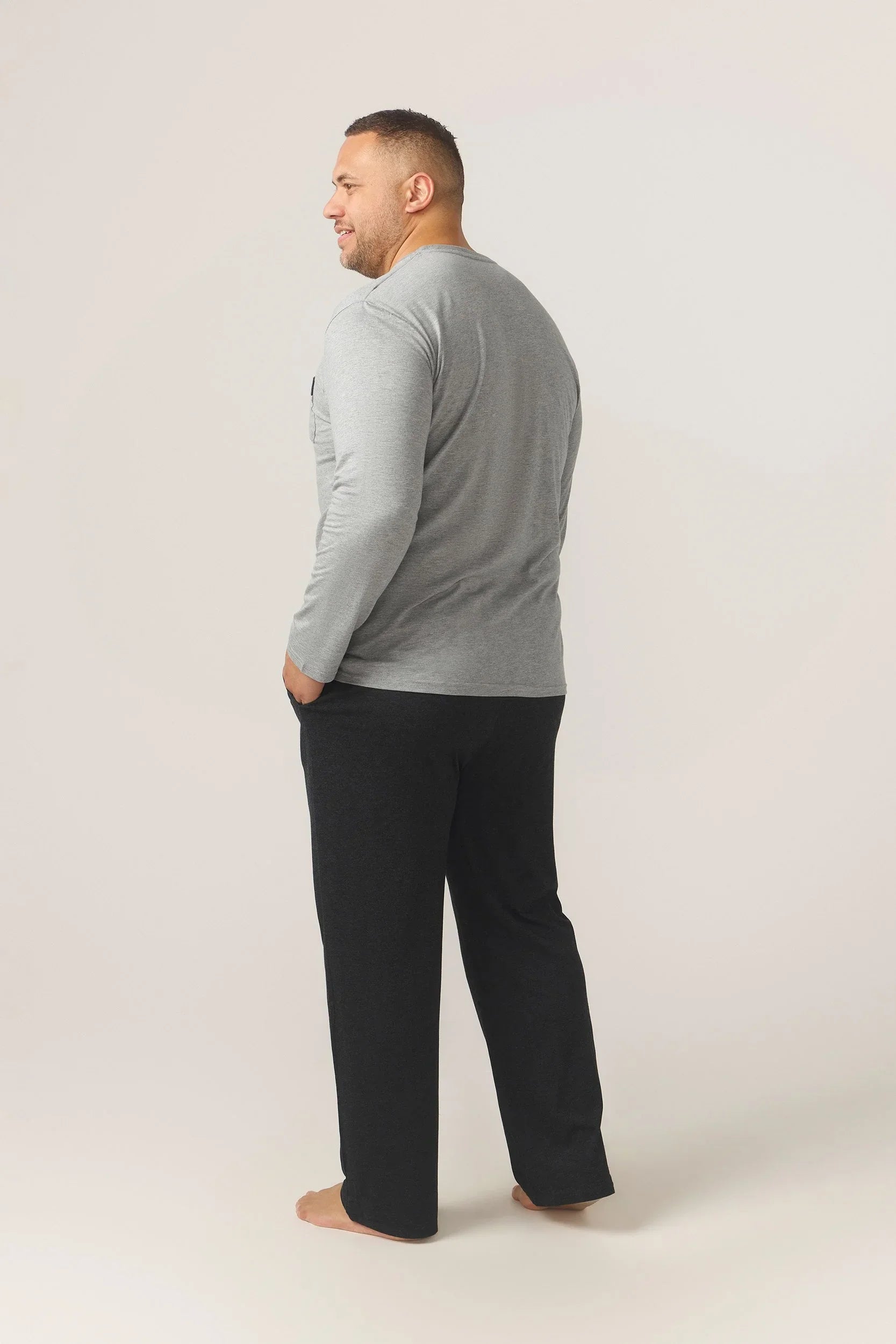 Bamboo Cotton Long Sleeve Set - Grey/Charcoal Pyjamas Set - Contare