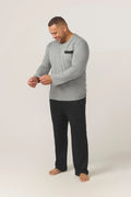 Bamboo Cotton Long Sleeve Set - Grey/Charcoal Pyjamas Set - Contare
