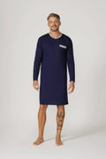 Bamboo Cotton Long Sl Nightshirt - Navy/Grey Nightshirt - Contare