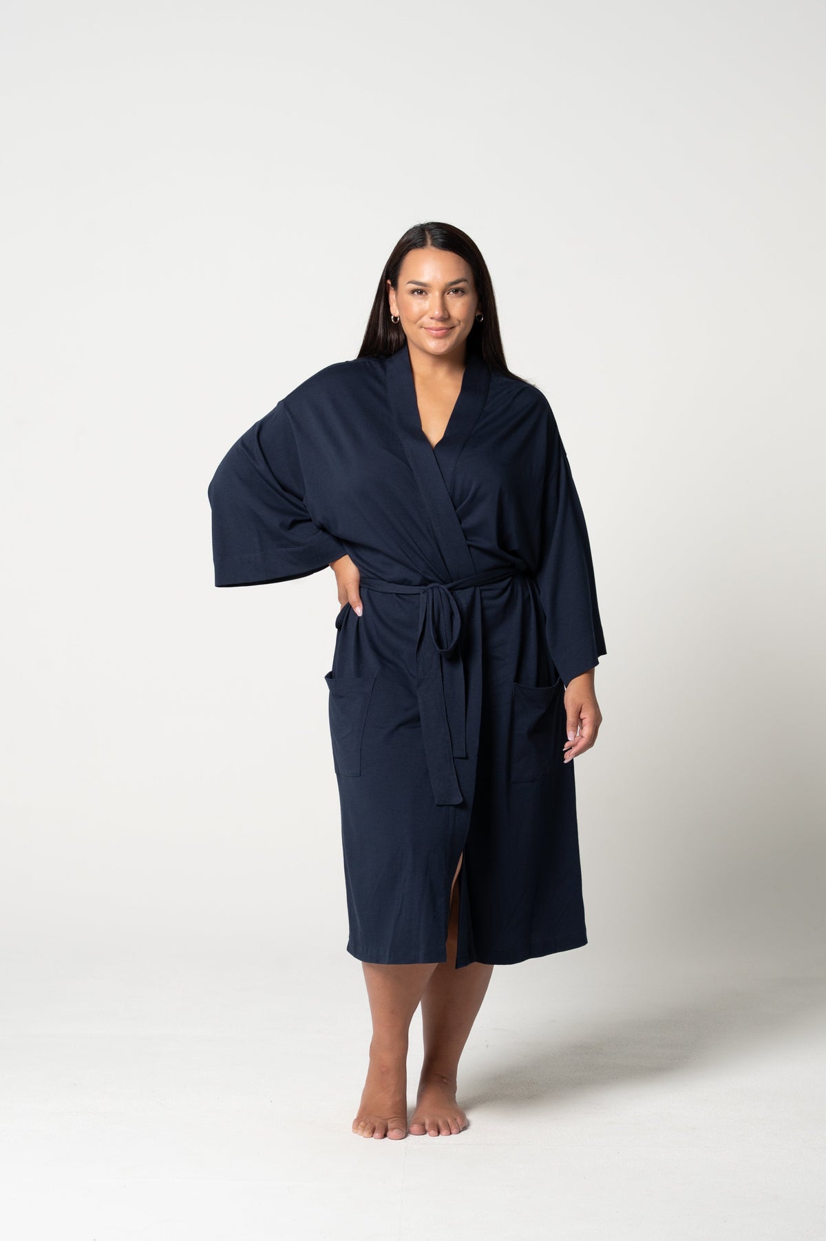 Unisex Cloudsoft Jersey Kimono Robe - French Navy