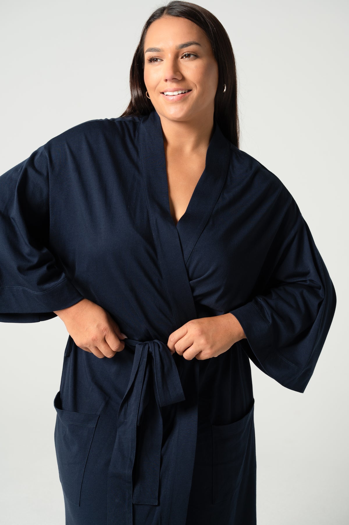 Unisex Cloudsoft Jersey Kimono Robe - French Navy