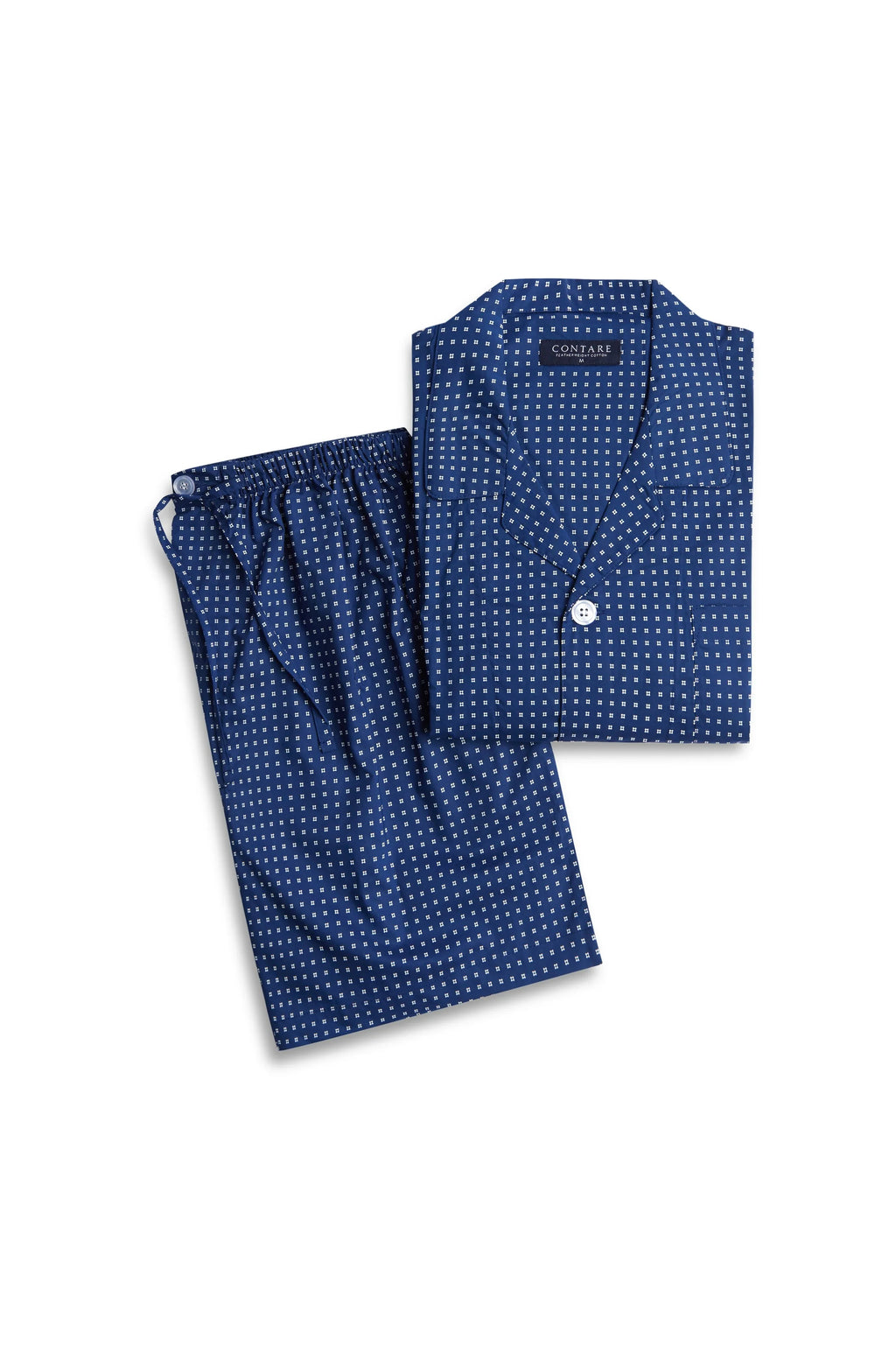 Men's Featherweight Cotton Short Sleeve Pyjama Set - Ultra Navy Pyjama Set - Contare