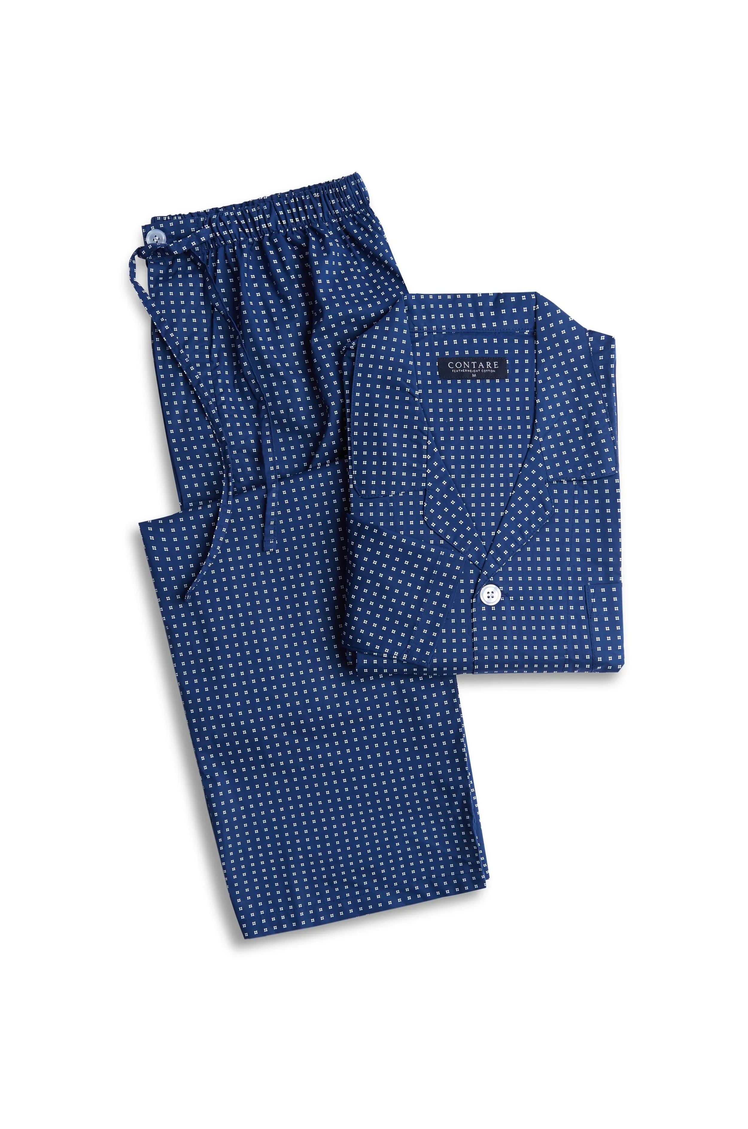 Men's Featherweight Cotton Long Sleeve Pyjama Set - Ultra Navy Pyjama Set - Contare