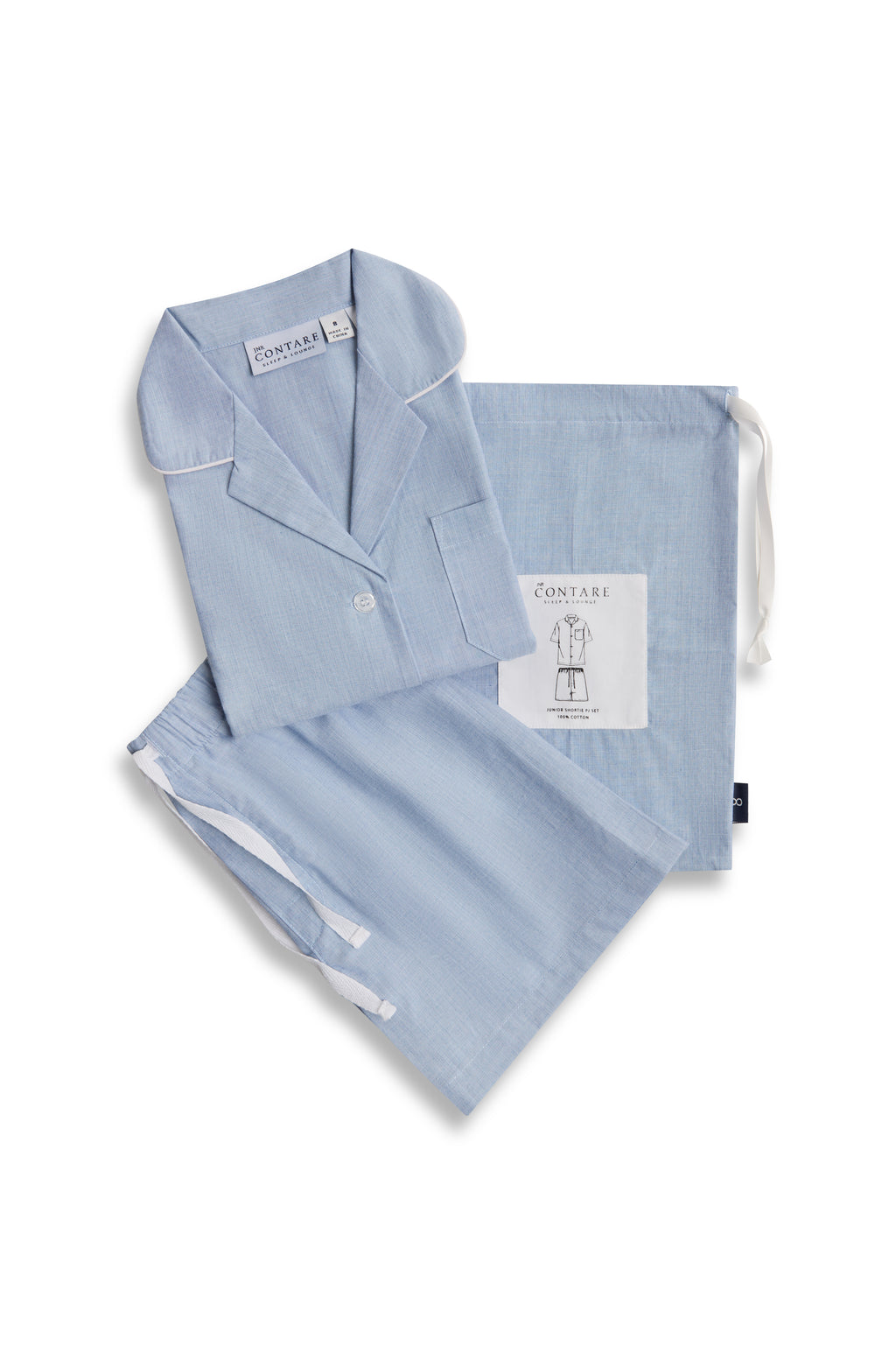 Refined Cotton Junior Shortie Pyjama Set - Chambray