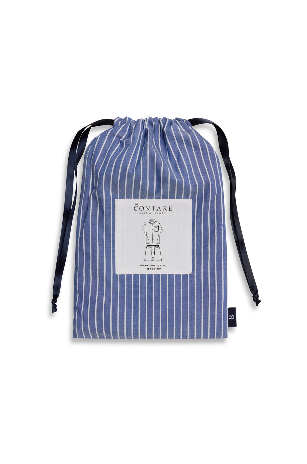 Refined Cotton Junior Shortie Pyjama Set - Denim Stripe