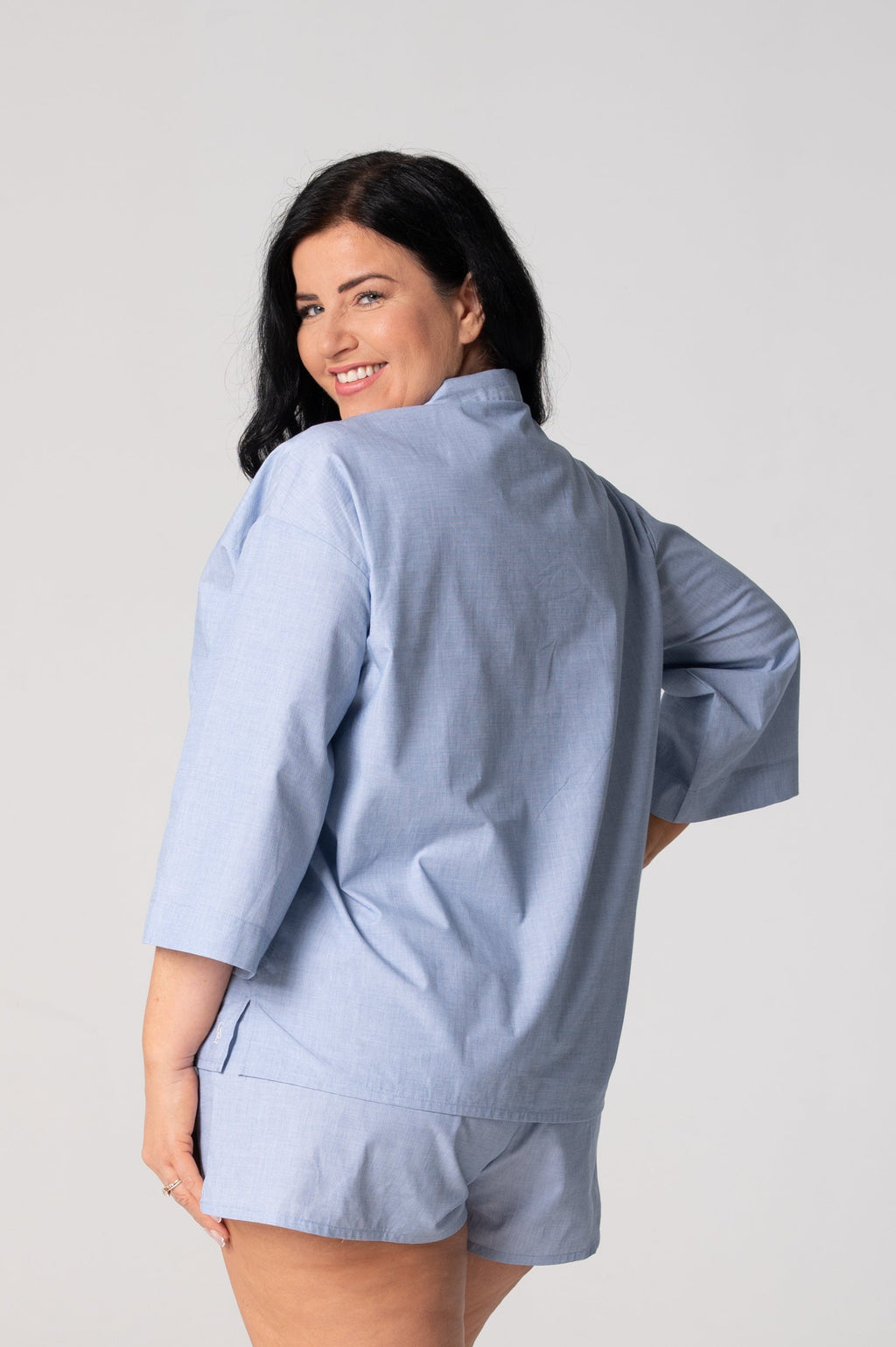 Women’s Refined Cotton ¾ Sleeve Shirt – Chambray