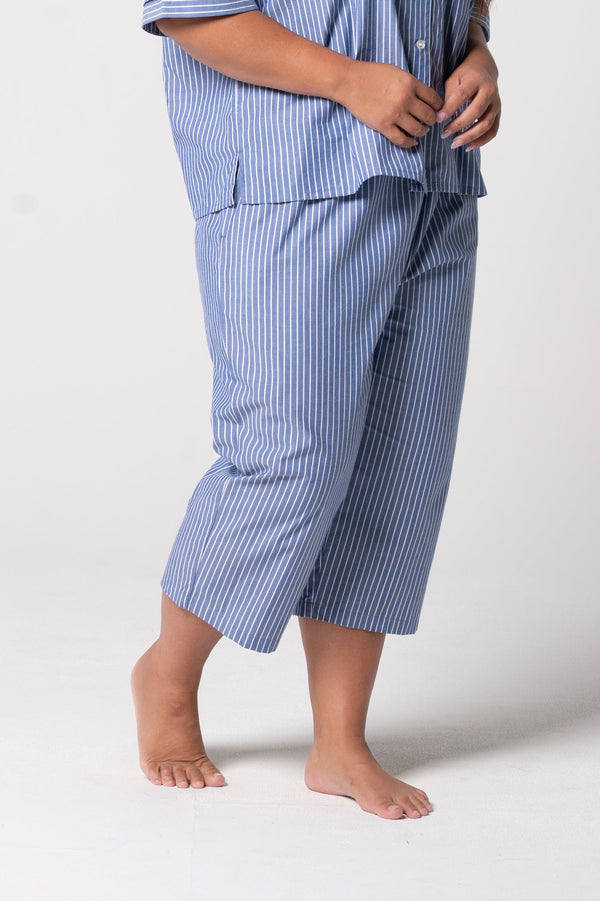 Women’s Refined Cotton Crop Pant – Denim Stripe
