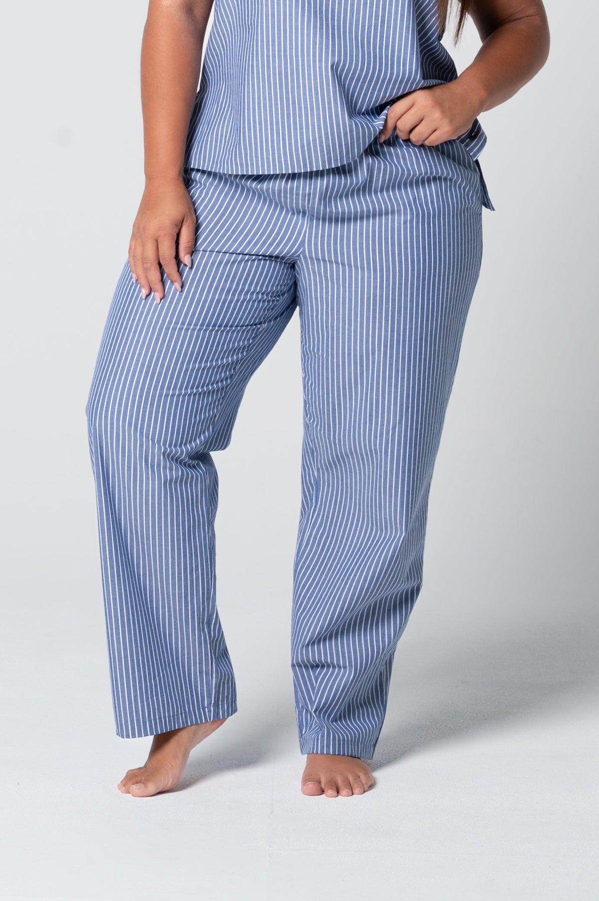 Women’s Refined Cotton Straight Leg Pant – Denim Stripe