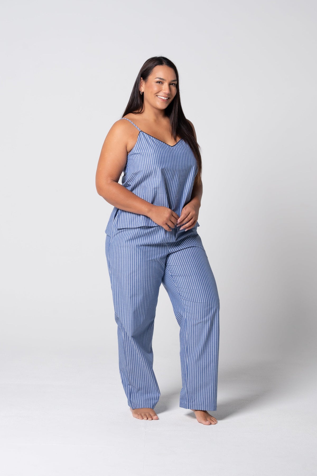 Women’s Refined Cotton Straight Leg Pant – Denim Stripe