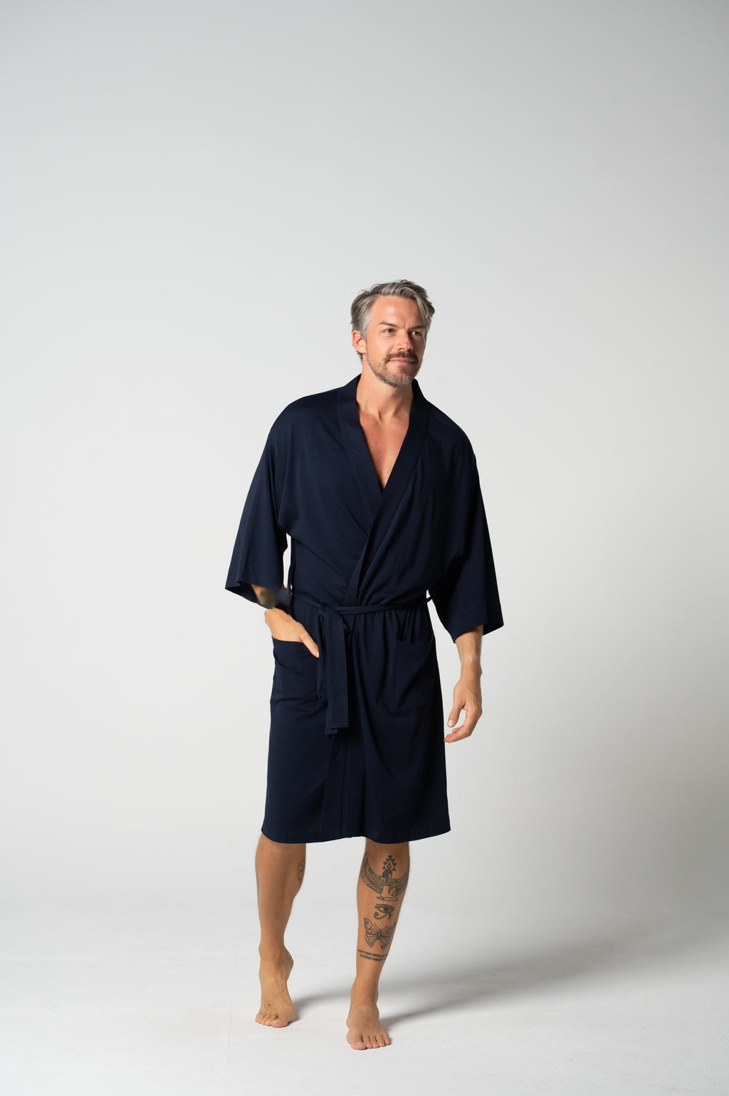 Cloudsoft Jersey Kimono Robe - French Navy