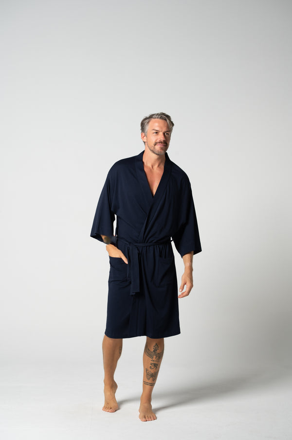 Cloudsoft Jersey Kimono Robe - French Navy