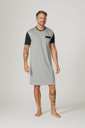 Bamboo Cotton Short Sl Nightshirt - Grey/Charcoal Nightshirts - Contare