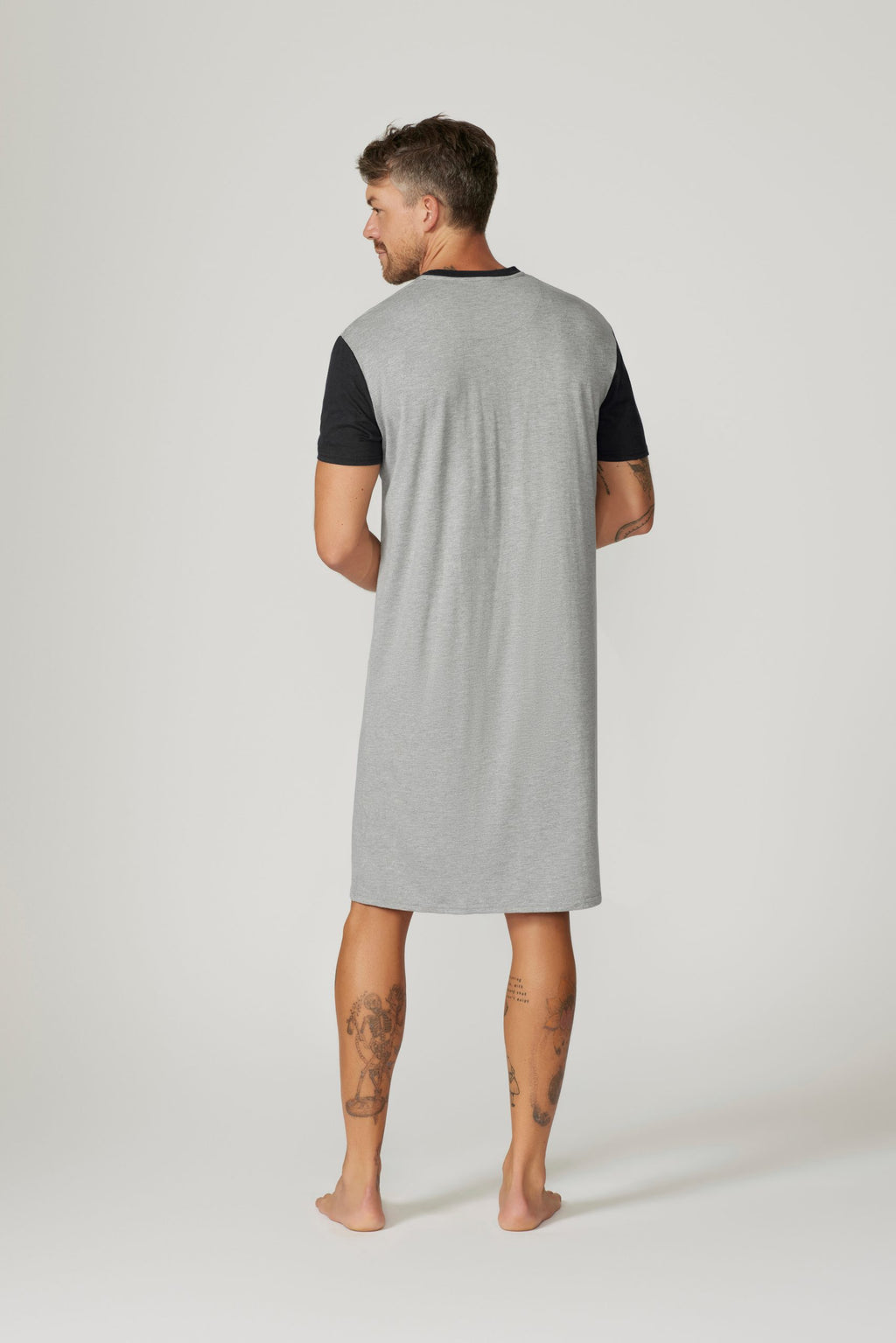 Bamboo Cotton Short Sl Nightshirt - Grey/Charcoal Nightshirts - Contare