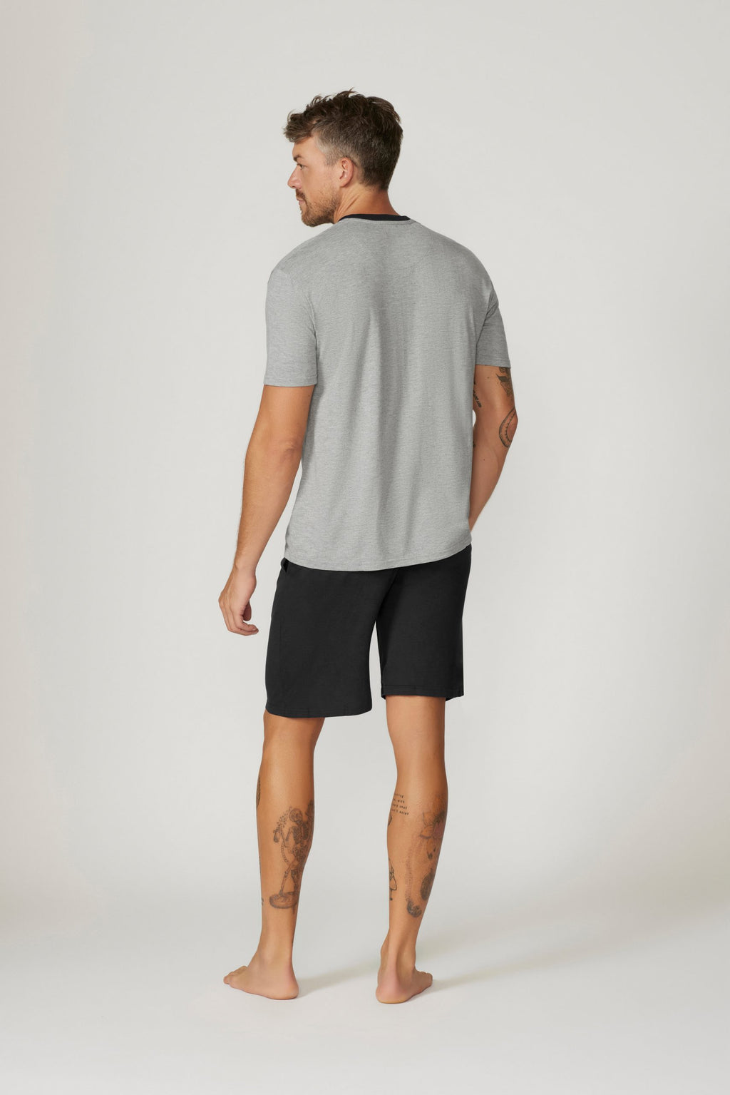 Bamboo Cotton Short Sleeve Set - Grey/Charcoal Pyjama Sets - Contare