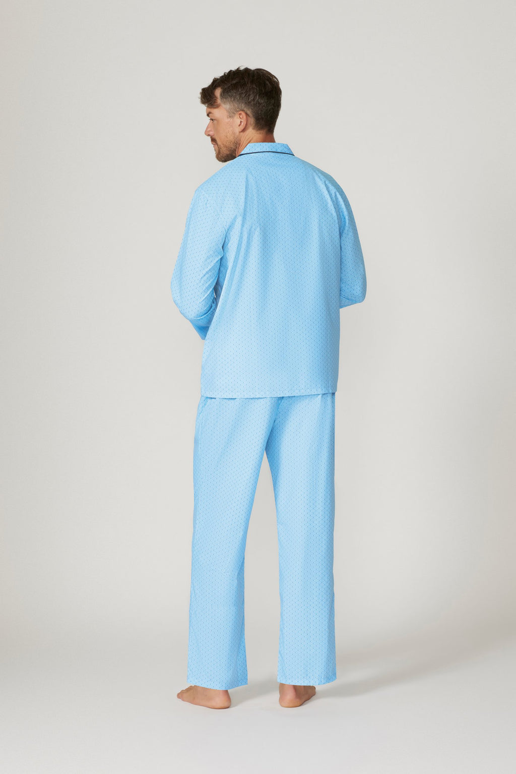 Cotton Rich Long Sleeve Set - Light Blue Squares