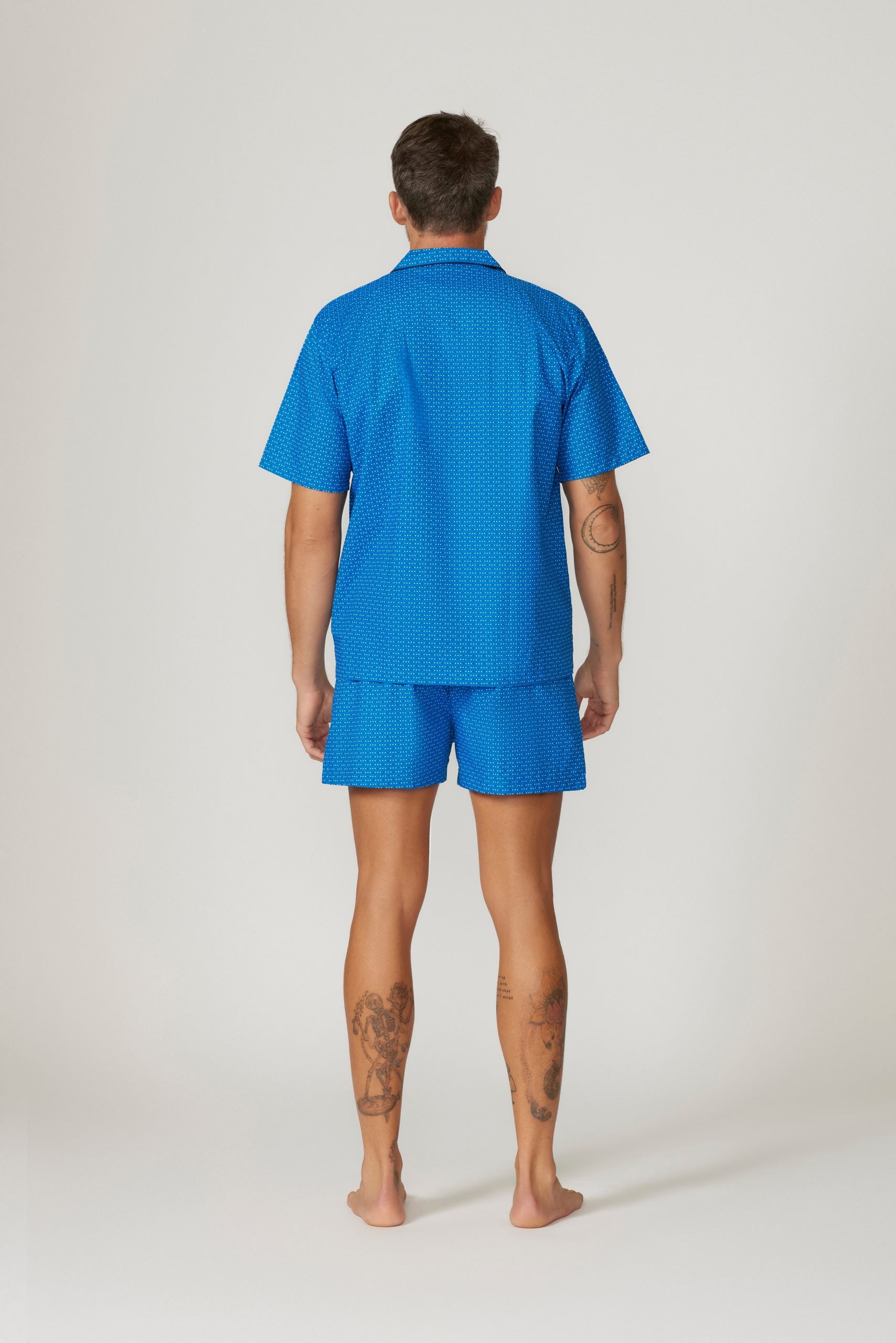 Cotton Rich Short Sleeve Set - Blue Navy Squares