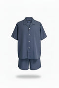 Blue End on End Short Sleeve Set Pyjama Sets - Contare