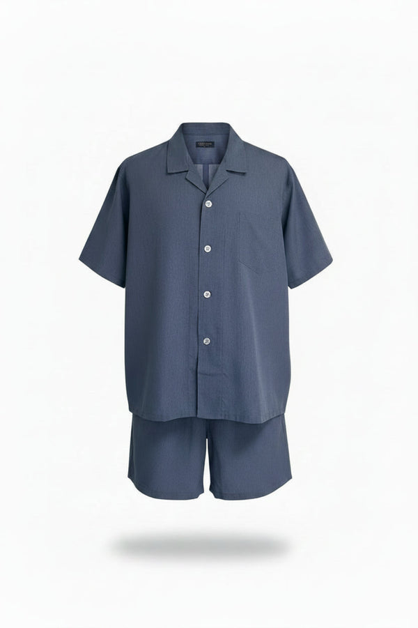 Blue End on End Short Sleeve Set Pyjama Sets - Contare
