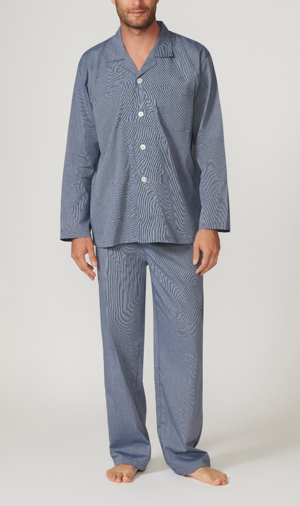 Textured Stripe Long Sleeve Set Pyjama Sets - Contare