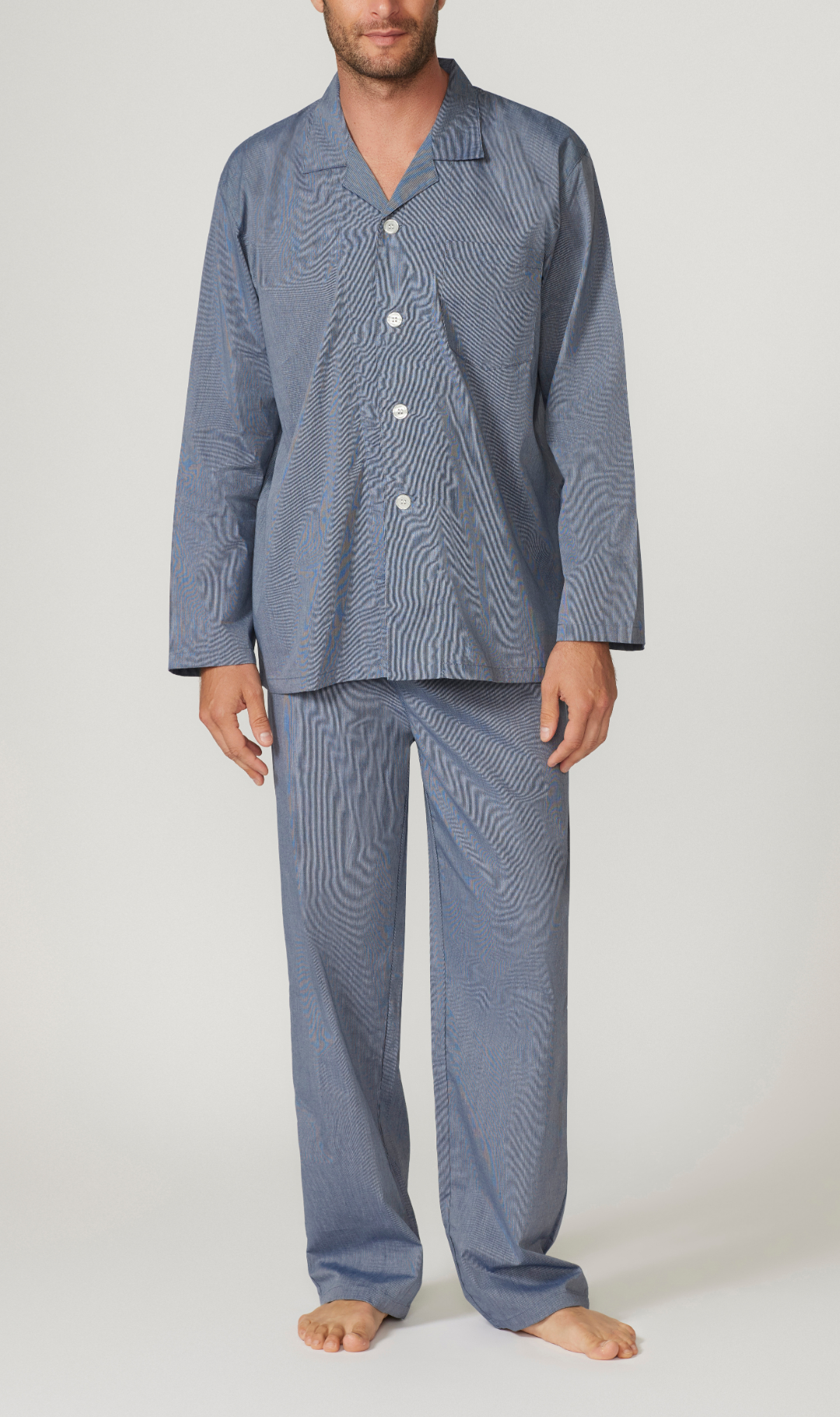 Textured Stripe Long Sleeve Set Pyjama Sets - Contare
