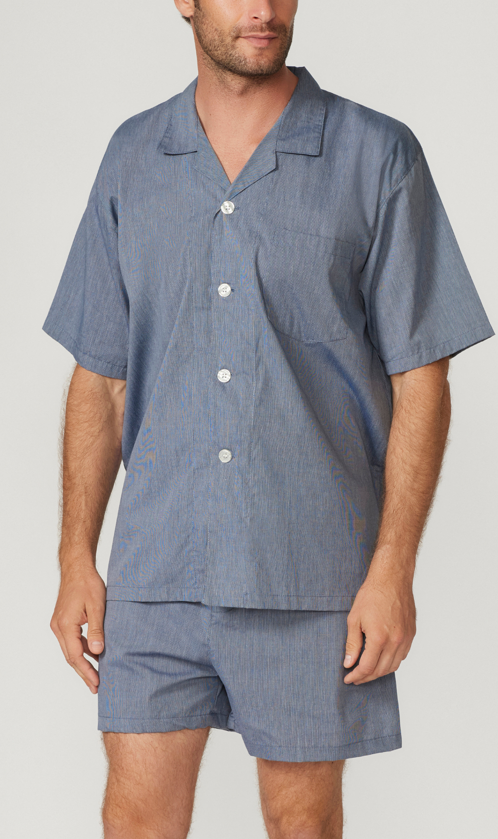 Textured Stripe Short Sleeve Set Pyjama Sets - Contare