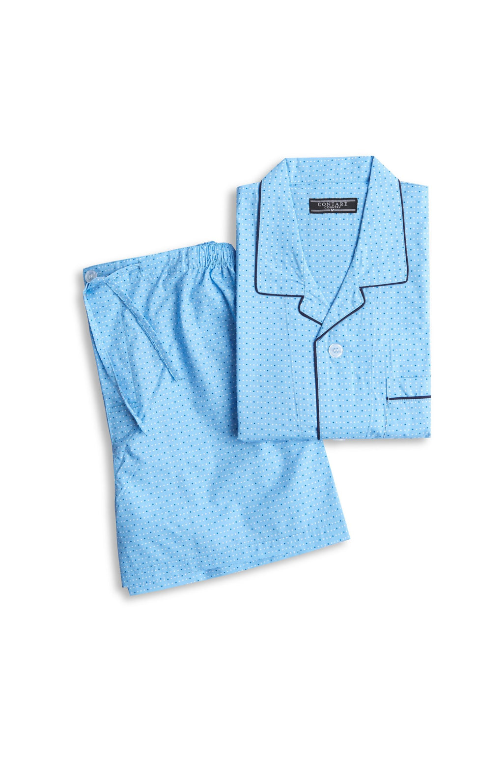 Cotton Rich Short Sleeve Set - Light Blue Squares