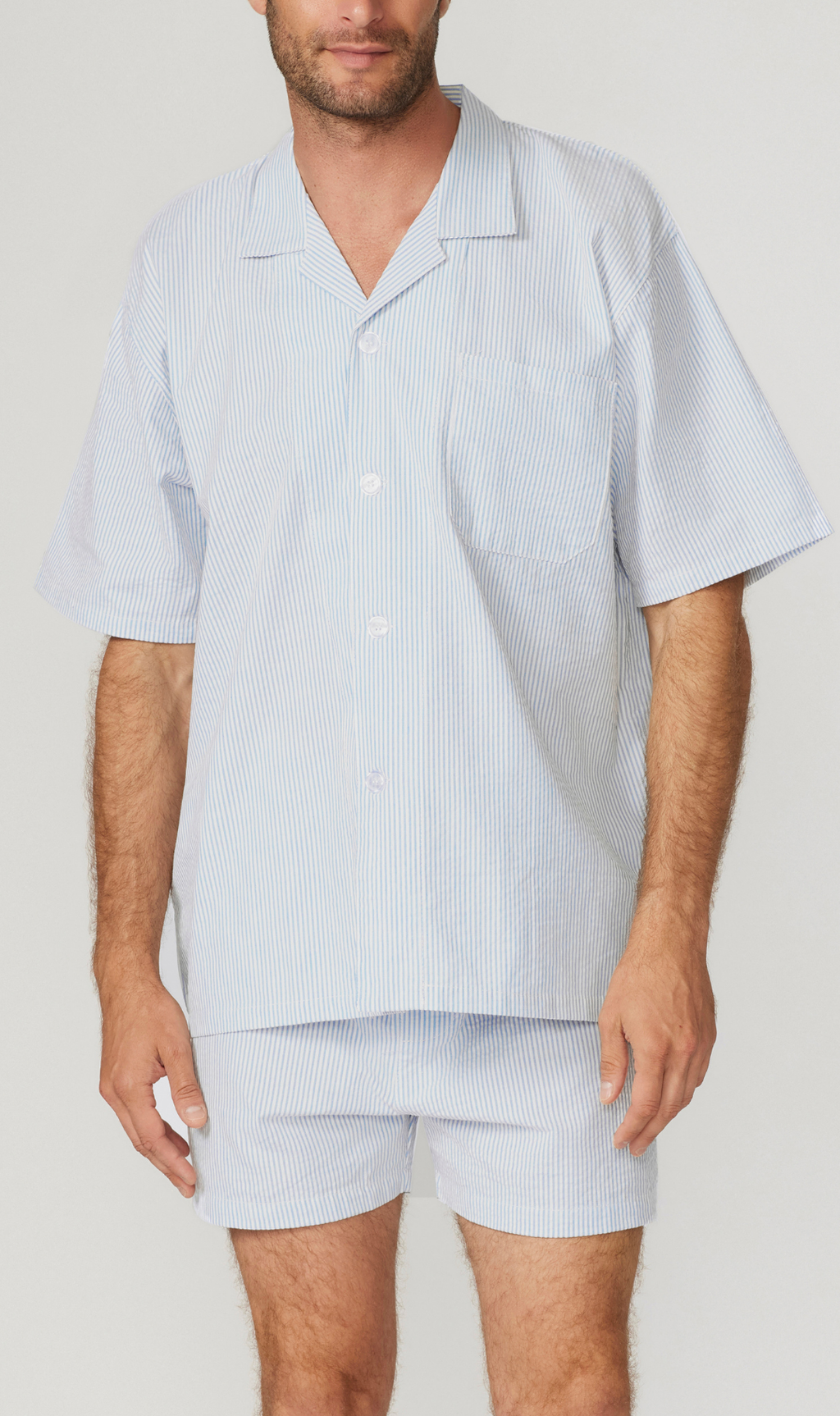 Seersucker Stripe Short Sleeve Set Pyjama Sets - Contare