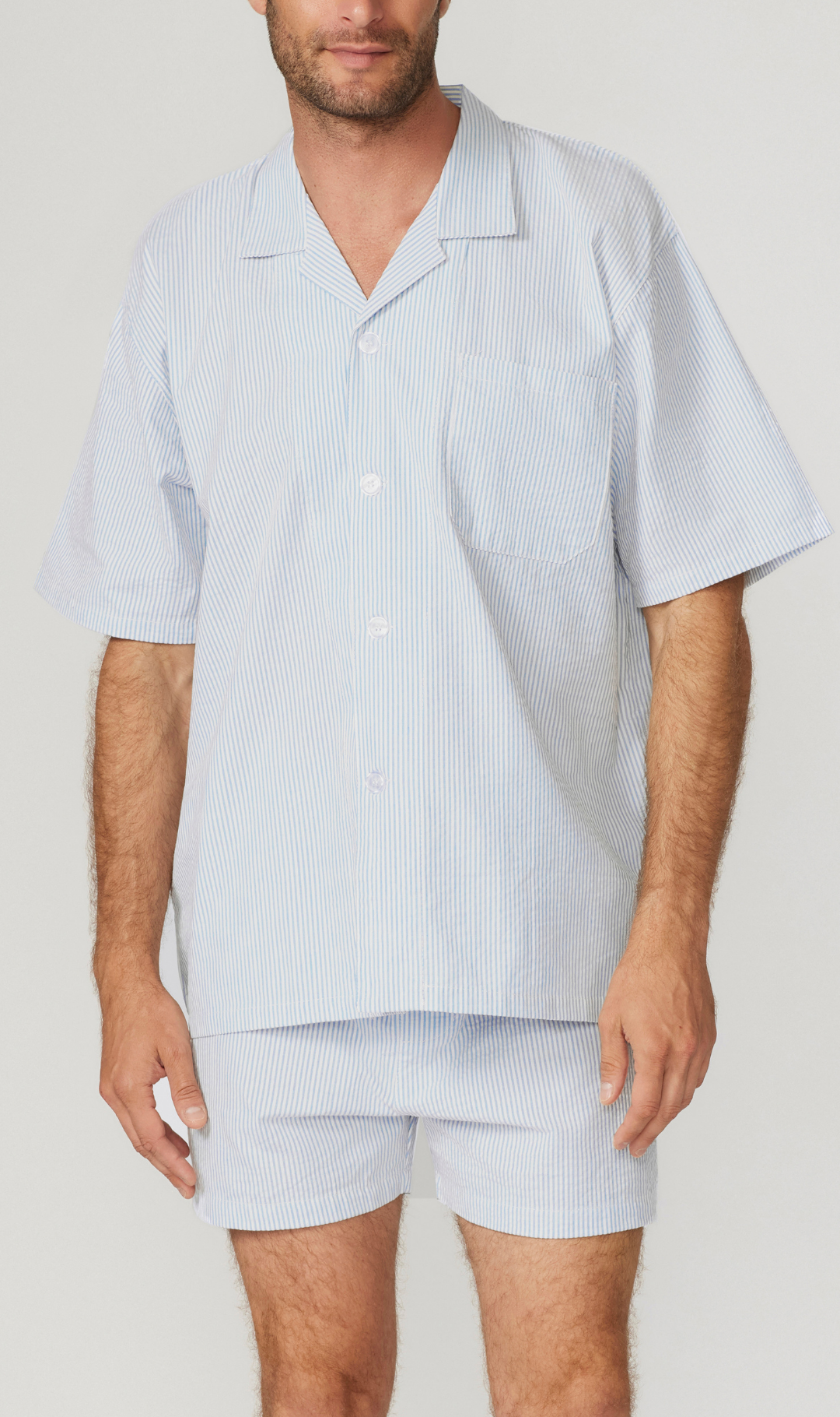 Seersucker Stripe Short Sleeve Set Pyjama Sets - Contare